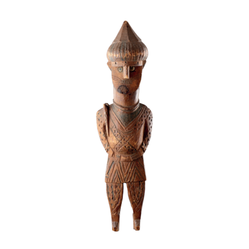 A Rare Pair of Kalasha Peoples Carved Funerary Figures